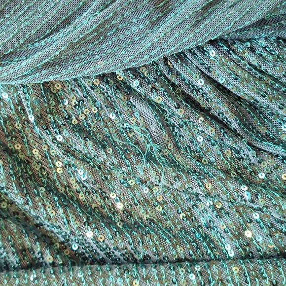 Hello Molly Stand Me Out Sequin Mini Dress Green One Shoulder Party - Picture 6 of 11